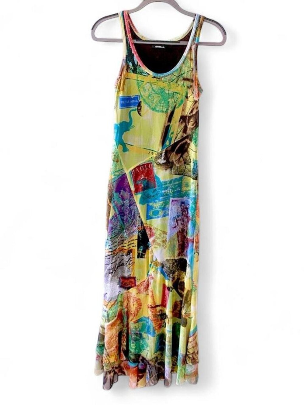 Garella abstract collage print midi dress 🌍